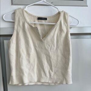 Brandy Melville Cream Fitted Crop Tank Top